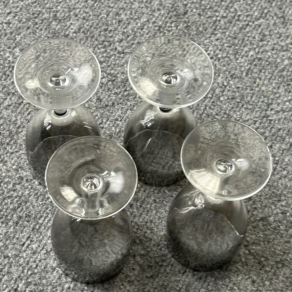 Set of 4 Smoke Ombré Wine Glasses Gray Gradient Vintage Stemware MCM Mid Century